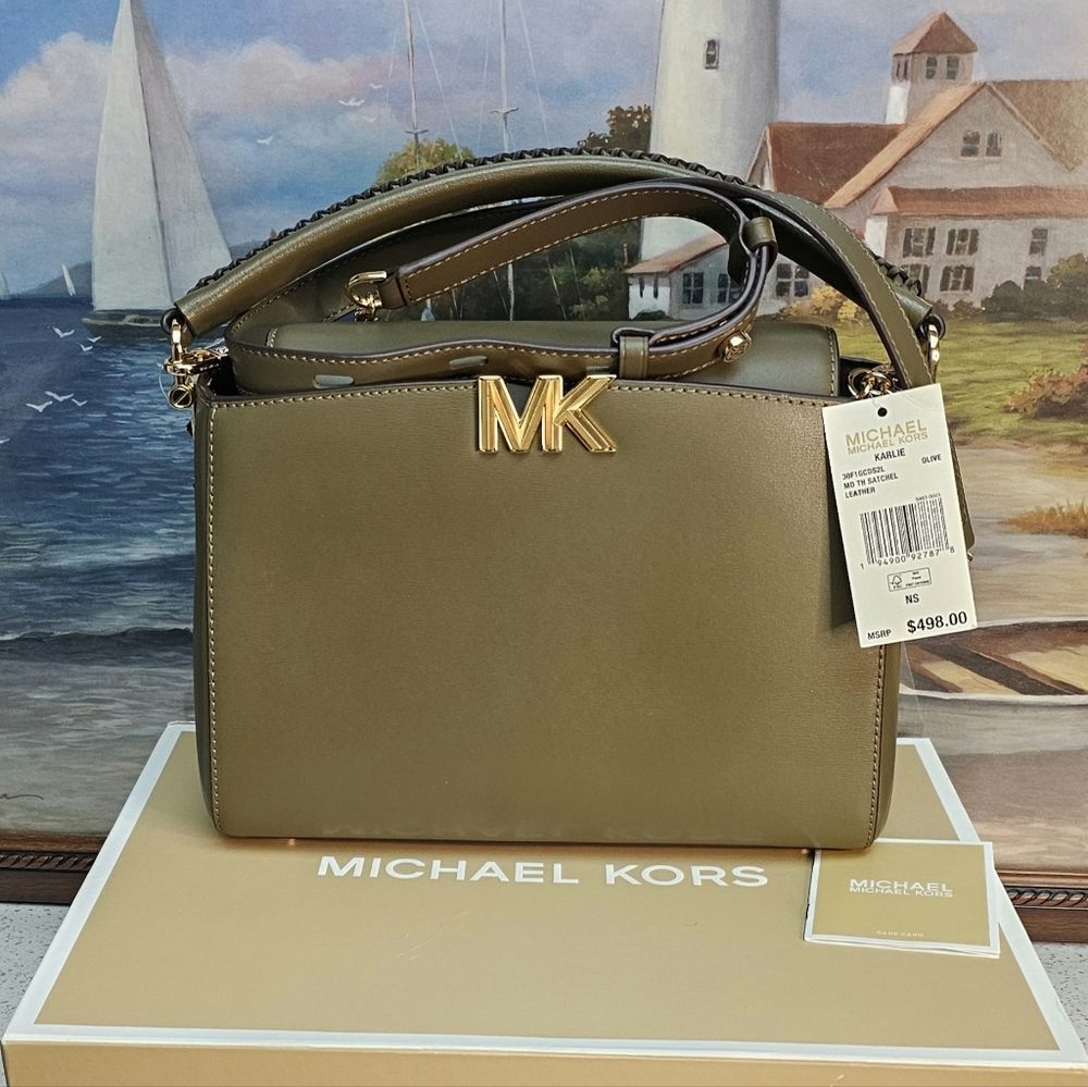 Michael Michael Kors Karlie Olive Satchel Medium Leather Bag